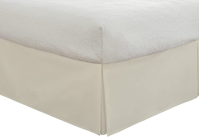 Fresh Ideas Classic 14” Drop Length, Pleated Styling Bedding Tailored Bedskirt, Full, Ivory