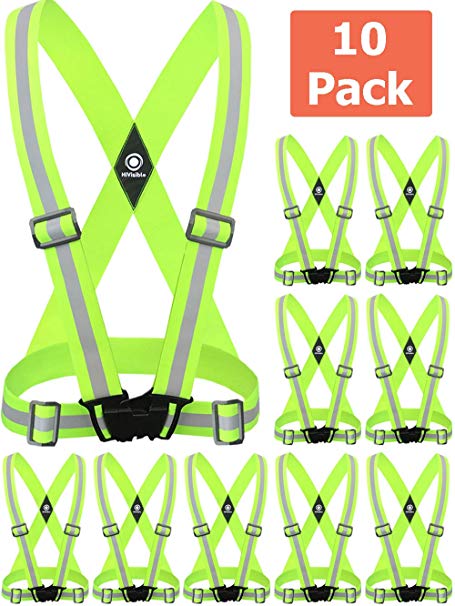 HiVisible Reflective Vest with Reflective Bands - Reflective Running Gear for Men and Women for Night Running, Biking, Walking. Reflective Running Vest, Safety Straps, Reflector Strips