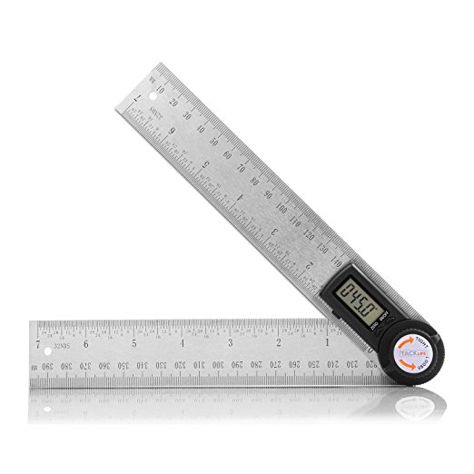 Tacklife MDA01 Digital Protractor 7 Inch Angle Finder Stainless Steel Ruler  With HOLD and Zeroing Function, Large LCD Display, Coin Battery Included for Woodworking, Construction, Repairing