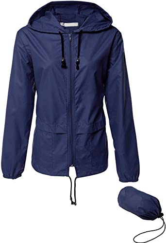 LOMON Women Light Rain Jacket Waterproof Raincoat Packable Outdoor Hooded Windbreaker