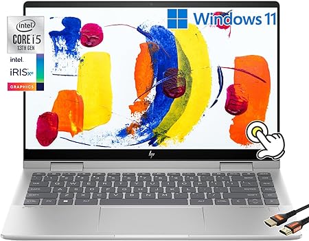 HP Envy x360 2-in-1 14" FHD IPS Touchscreen Laptop Intel Core i5-1335U(Beats R5 5625U) Backlit KB Fingerprint Reader, Windows 11 | Natural Silver (8GB RAM | 1TB SSD)