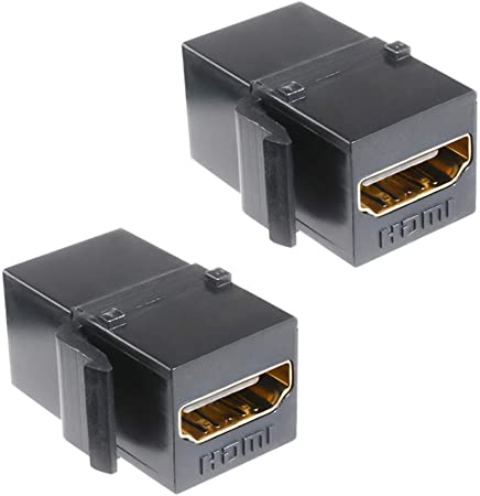 HDMI Keystone Jack Insert - TENINYU Female to Female Coupler Snap-in Insert Connectors Adapter for Wall Plate - Black (2 Pack)