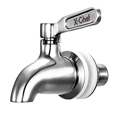 Replacement Spigot for Glass Beverage Dispenser, X-Chef Stainless Steel Polished Finished Metal Spigot for Beverage Dispenser, Water Dispenser Replacement Faucet