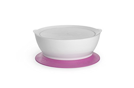 CaliBowl Non-Spill Toddler Suction-Base Bowl with Lid, 12-Ounce, Pink