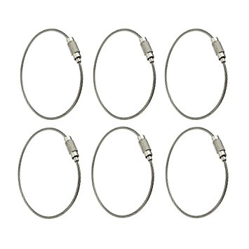 Haobase 6pcs Silver Color 4 Inch Aircraft Key Ring Holder Wire