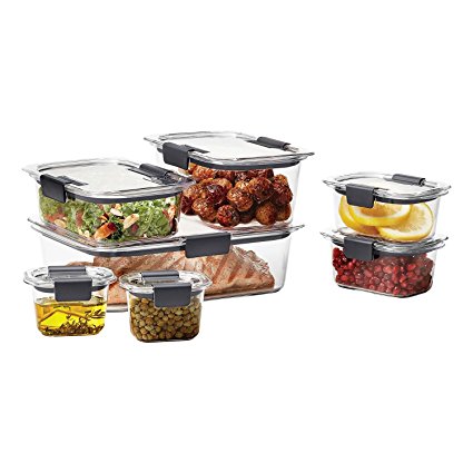 Rubbermaid Brilliance Food Storage Container, 14-Piece Set, 100% Leak-Proof, BPA Free, Clear