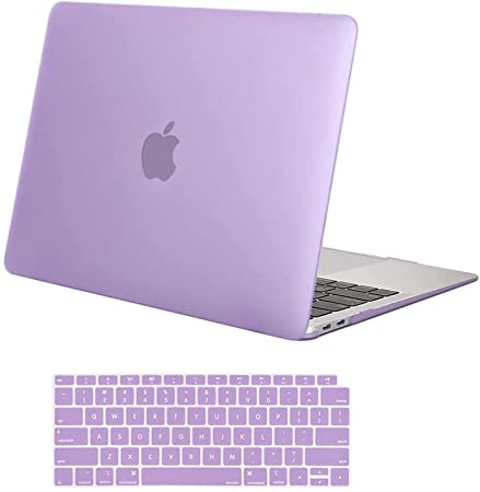 MOSISO Compatible with MacBook Air 13 inch Case 2021 2020 2019 2018 Release A2337 M1 A2179 A1932 Retina Display with Touch ID, Protective Plastic Hard Shell Case & Keyboard Cover Skin, Light Purple