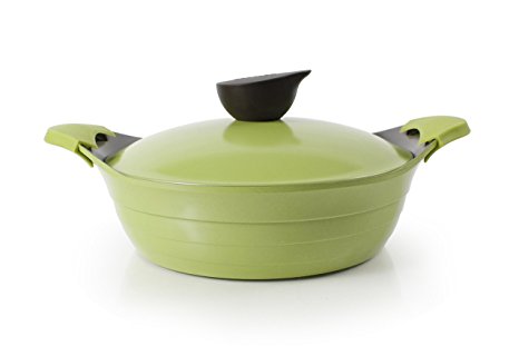 Neoflam Eela 2.5 QT Ceramic Nonstick Low Stockpot with Steam Releasing Lid in Olive Green