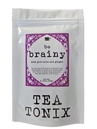 BE BRAINY Tea for Mental Clarity with Gotu Kola, Hawthorn Berries, and Gingko 60g - to Help Enhance Memory, Concentration, and Focus by Tea Tonix
