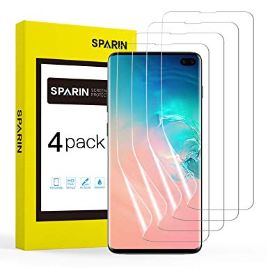 [4 Pack] Screen Protector for Galaxy S10 Plus, SPARIN Full Coverage Plastic Film for 6.4 inch Samsung Galaxy S10 Plus - [Case Friendly] [Ultra Thin] [Quick Response]