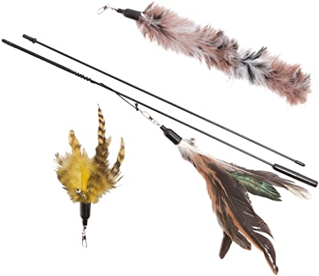 The Natural Pet Company Feather Wand Cat Toy (Includes 3X Feather Refills), These Natural Feathers are Guaranteed to Drive Your Cat Wild