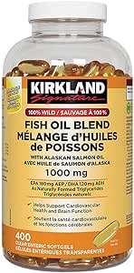 Kirkland Signature 100% Wild Fish Oil Blend with Alaskan Salmon Oil - 400 Clear Enteric Softgels