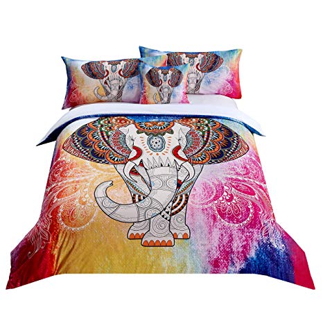 MEILA Bohemian Bedding Mandala Duvet Cover Set Elephant Exotic Pattern Boho Bedding Sets (Multi, Twin(No Comforter))