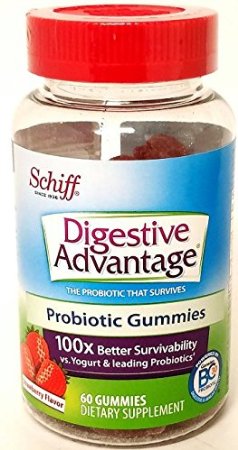 Schiff Digestive Advantage Probiotic Gummies, 60 Count, Strawberry