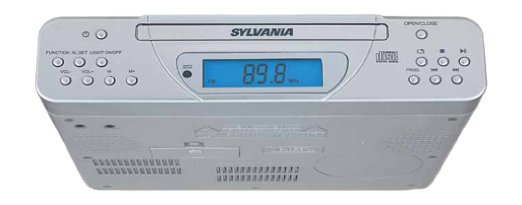 Sylvania SKCR2613C Under Cabinet Kitchen CD Clock Radio with Remote Control