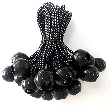 ABCCANOPY Heavy Duty Ball Bungee Canopy Tarp Tie Down Cord Elastic String Ball Bungee tarp Ball Ties (Black&White 20pcs,6")