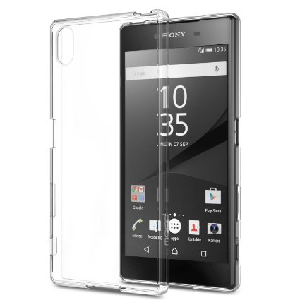 Sony Xperia Z5 Case - MoKo Halo Series Hybrid Cover with TPU Cushion Technology Corners   Clear Back Panel Bumper Cover for Sony Xperia Z5 5.2 Inch Smartphone 2015 Edition, Crystal CLEAR