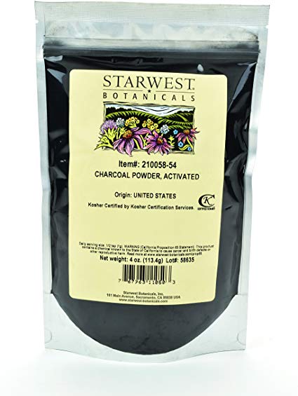 Starwest Botanicals FOOD GRADE US Hardwood Activated Charcoal Powder, 4 Ounces (Pack of 2)
