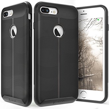 iPhone 7 Plus Case, Vena [vAllure] Wave Texture [Bumper Frame][CornerGuard ShockProof | Strong Grip] Slim Hybrid Cover for Apple iPhone 7 Plus (5.5") (Space Black/Black)