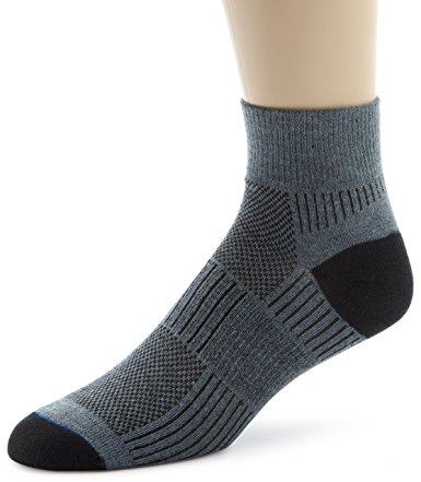Wrightsock Men's Coolmesh II Quarter Single Socks, Grey, Sock Size:10-13/Shoe Size: 6-12