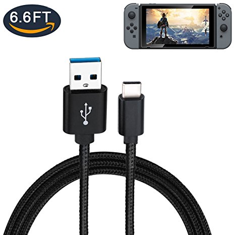 USB Type C Cable, APPHOME 6.6FT USB C to USB A 3.0 Nylon Braided Cord Fast Charger Play & Charge Cable for Nintendo Switch Samsung Galaxy Note 8 S8 Plus Google Pixel Nexus 6P 5X LG G5