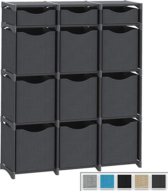 12 Cube Organizer | Set of Storage Cubes Included | DIY Closet Organizer Bins | Cube Organizers and Storage Shelves Unit | Closet Organizer for Bedroom, Playroom, Livingroom, Office, Dorm (Dark grey)