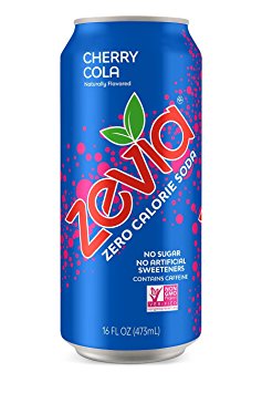 Zevia—Cherry Cola—16 oz. Can (12 Count)—Zero Calories or Sugar, Naturally Sweetened, Carbonated Soda—Refreshing, Flavorful, and Tasty