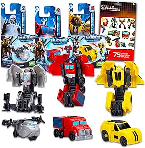 Transformers Earthspark Tacticons Action Figures - Bundle with 5 Earthspark Transformers Toys Featuring Optimus Prime, Bumblebee, Megatron Plus Stickers | Transformers Figures Earthspark Tacticon Toys