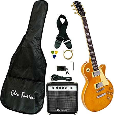 Glen Burton GE320BCO-GLD Classic Single Cut Style Electric Guitar, Gold