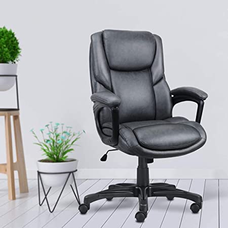 Ergousit Ergonomic Office Desk Chair Large High Back and Adjustable Boss Chair Comfortable Computer Chair PU Leather Executive Chair-Dark Grey