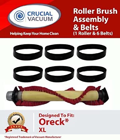 Think Crucial Replacement for Oreck XL Roller Brush & 6 Belts, Compatible with Part # 030-0604, XL010-0604, 016-1152 & 7520201