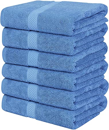 Utopia Towels Cotton Towels, Electric Blue, 24 x 48 Inches Towels for Pool, Spa, and Gym Lightweight and Highly Absorbent Quick Drying Towels, (Pack of 6)