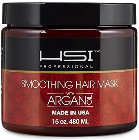 HSI PROFESSIONAL Hydrating smoothing Anti-Frizz Hair Mask for all hair types infused with vitamins a b c and d creates silky smooth and healthy hair sulfate free Made in USA 8oz