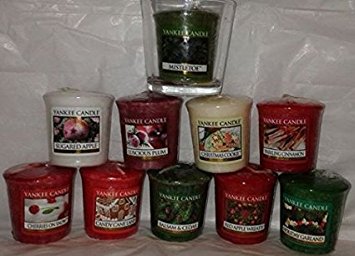 Yankee Candle - Christmas Holiday Votive Samplers- Set of 10 - Includes Free Votive Holder!