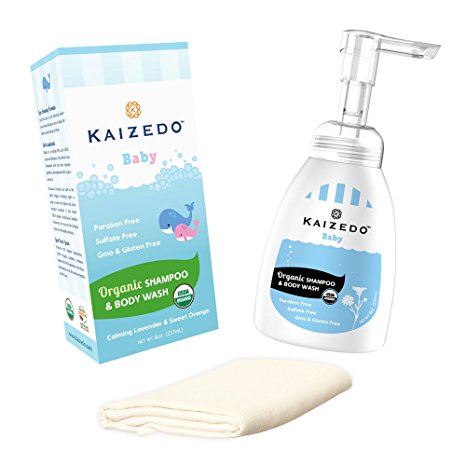 Organic USDA Baby Shampoo & Body Wash. 100% Organic Calendula, Lavender, Coconut Oil and essential oils. Eczema body wash. No parabens, sulfates or dyes.