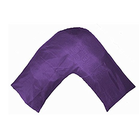 New Silky Soft Satin V Shaped / Tri / Boomerang Standard Pillow Case Cushion Cover Multiple Colors (Purple)