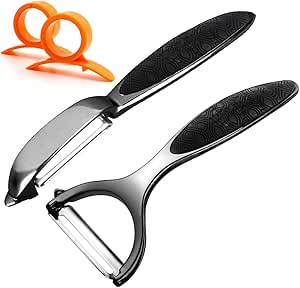 Potato Peelers ，Vegetable Peeler for Kitchen Stainless Steel Multi-function Set Fruit Peeler For Kitchen and Household Tools Y & I Shape Swivel Blades with ​2 Orange Citrus Peelers