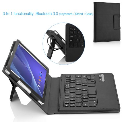 MoKo Sony Xperia Z3 Tablet Compact Keyboard Case - Wireless Bluetooth Keyboard Cover Case for Xperia Z3 8.0 inch Tablet Compact, BLACK