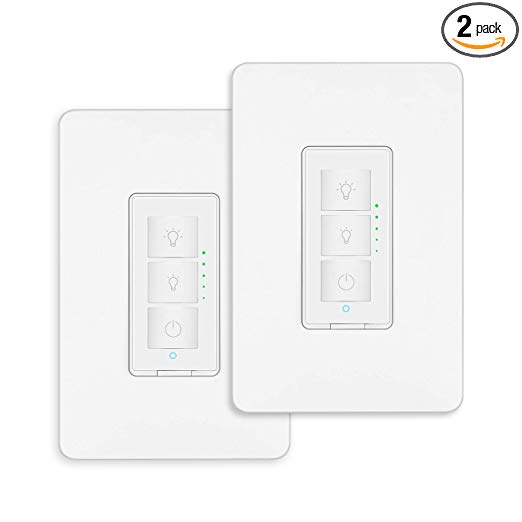 meross Smart WiFi Dimmer Light Switch for Dimmable LED, Halogen and Incandescent Bulbs, Single-Pole Only, Remote Control, Timer Function, No Hub Needed-2 Pack