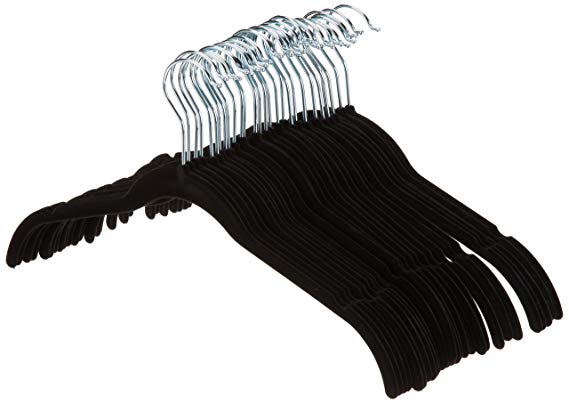 AmazonBasics Velvet Shirt/Dress Hangers - 30-Pack, Black