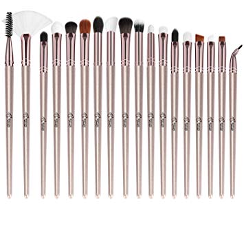 BESTOPE Eye Makeup Brushes Set, 18 Pieces Professional Cosmetic Brushes Includes Eye Shadow Eyebrow Eyelash Eye Liners Fan Brushes, with Champagne Gold Conical Handles for Women Girls