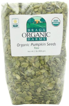 Braga Organic Farms Pumpkin Seeds, Raw, 2 Pound