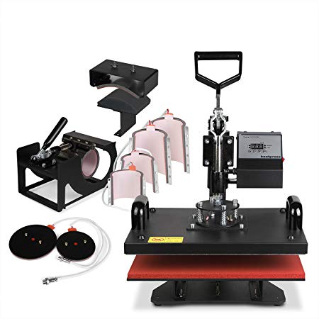 VEVOR 12 X 15 Inch 9 in 1 Heat Press Digital LCD Controller T Shirts Press Machine Swing Away Design Heat Press Machine Transfer Sublimation Hat Mug Cap Plate Mouse Pad (12x15INCH 9IN1 Red)