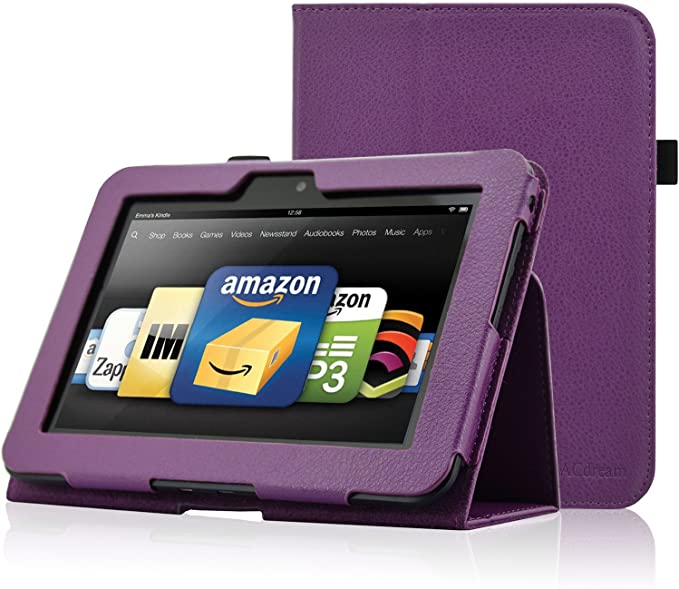 ACdream Kindle Fire HD 7 (2012 Version) Case, Amazon Kindle Fire HD7 (2012 Previous Model) Case - PU Leather Cover Case for Kindle Fire HD 7(2012 Version) with Auto Sleep Wake Function, Purple
