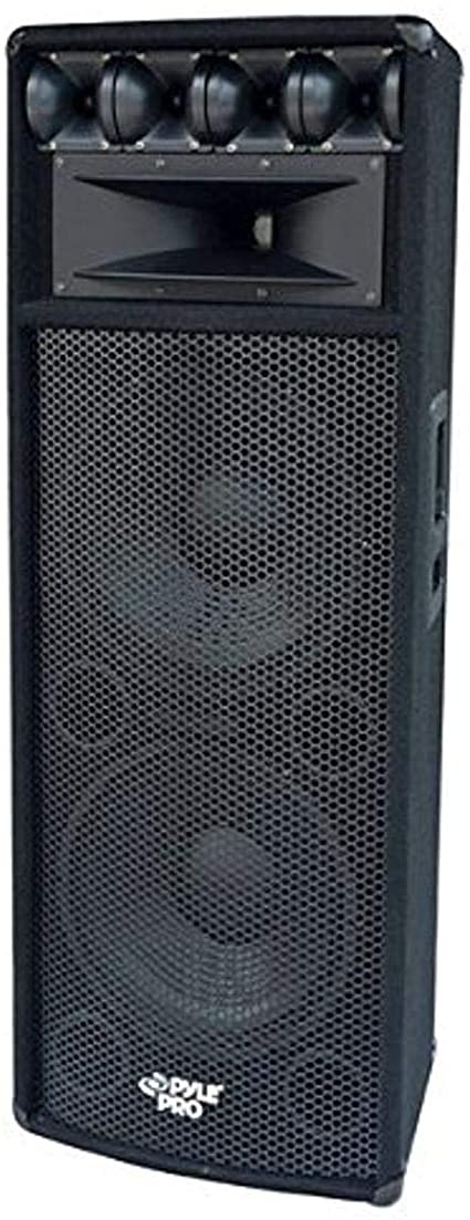 Portable Cabinet PA Speaker System - 1600 Watt Outdoor Sound System Vehicle Stereo Speakers w/ Dual 12" Woofers, 3.4" Piezo Tweeters, 5"x12" Super Horn Midrange, Crossover Network - PylePro PADH212,Black