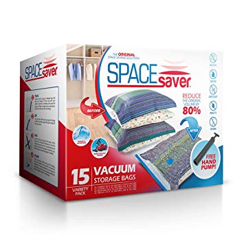 Spacesaver Premium Vacuum Storage Bags (3 x Small, 4 x Medium, 4 x Large, 4 x Jumbo) (80% More Storage Than Leading Brands) Free Hand Pump for Travel! (Variety 15 Pack)