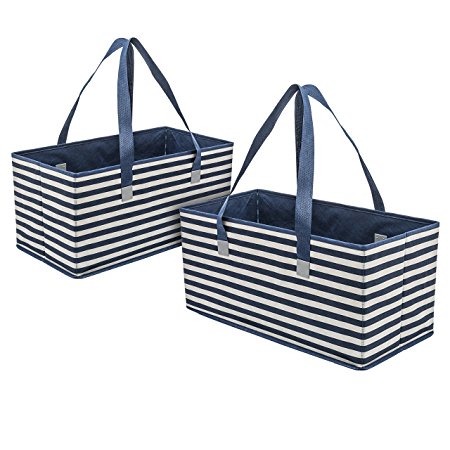 Planet E Reusable Grocery Shopping Bags – Trunk Size Extra Large Collapsible Boxes with Reinforced Bottoms Made of Recycled Plastic (Pack of 2)
