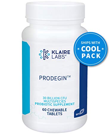 Klaire Labs Prodegin Chewable Probiotic - Powerful Oral Health Support 30 Billion CFU Blend with L. salivarius for Men & Women, Hypoallergenic, Post-Bariatric & GI Support (60 Tablets)