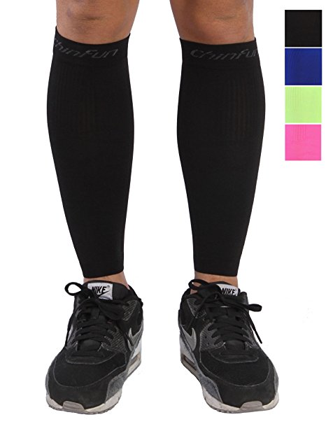 ChinFun Calf Compression Sleeve 20-30mmHg Leg Support Graduated Pressure Socks Running Cycling Guards - Shin Splints Circulation & Recovery Varicose Veins Pain Relief Sports Gear Men & Women