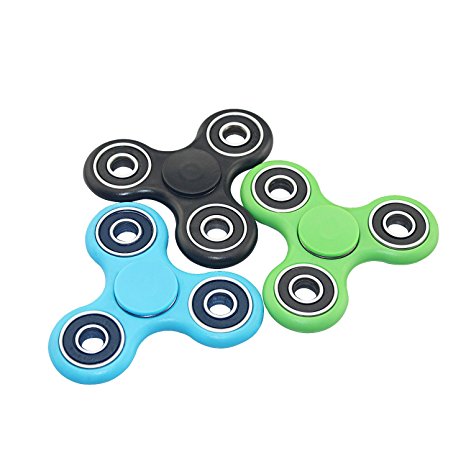 Fidget Spinner 3 Pack, Tri Hand Spinner Durable Ultra Fast, Idea Gift for ADD ADHD Anxiety and Autism Adult Kids (Navy Blue Black Green)